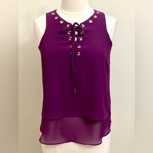 INC International Concepts Purple SZ 2 Elegant Modern Chic Romantic Chiffon Top